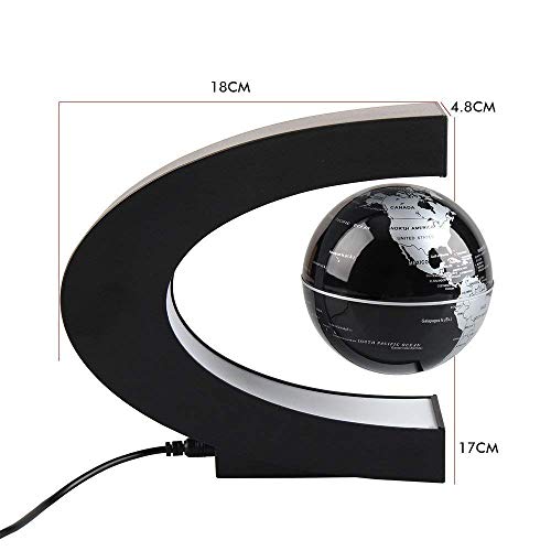 Aukee 3 inch C Shape Magnetic Levitation Floating Globe Maglev Globes World Map with LED Light for Teaching Home Office… - Image 4
