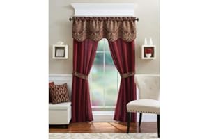 GoodGram Unique 5 Piece Window Curtain Set Assorted Colors (Brick)