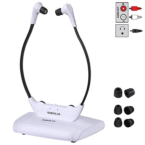 SIMOLIO 2.4G Analog Wireless TV Headsets with 100ft