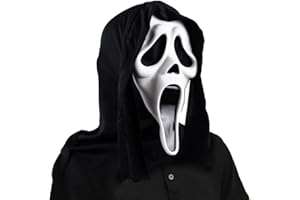 TIZHJOZI Halloween Ghost Face Mask, Scary Scream Mask, Skull Face Mask for Adult, Horror Mask for Cosplay Props (White)