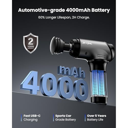 BOB AND BRAD Massage Gun with Heat Cold Thrapy, T2 Pro Massage Gun Deep Tissue Upgraded 4000mAh Battery, Percussion Muscle Massager for Athletes Recovery Pain Relief, Gifts for Men Women