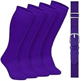 Gnodio 2 Pairs Baseball Socks and Belt Cotton Adjustable Youth Baseball Softball Socks Belt for Boys Girls