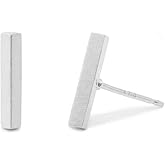 Boma Jewelry Sterling Silver Matte Finish Rectangle Bar Stud Earring