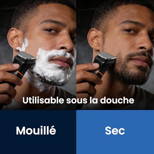 Maxgroom 6-in-1 Men's Electric Beard Trimmer with Organised Storage Base, Dual Charging Mode (Base & USB-C), Removable Magnetic Head, IPX6 Dry/Wet, Battery Life 120 Mins (Black)