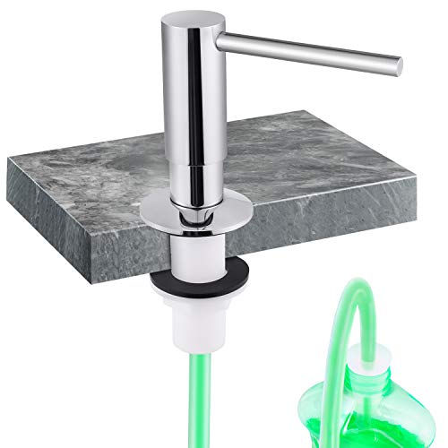 SAMODRA Kitchen Sink Soap Dispenser, Brass Pump Head Chrome Finish