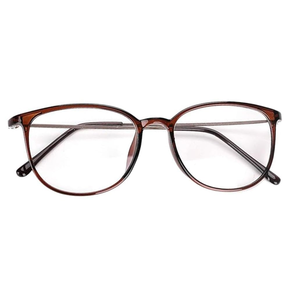 Clear Lens Glasses Men Women Round Plain Lense Glasses TR90 Retro Glasses Plastic Eyeglasses Lightweight Glasses Anti Eye Fatigue Glasses with Metal Hinges for Reading Computer Glasses Eyeglasses