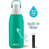 Brita 36478 Insulated Stainless Steel Water Bottle with Filter, 32 oz, Jade