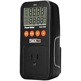 Tacklife EM02 Classic Power Meter Energy Watt Voltage Amps Electricity Usage Monitor Tester with Overload Warning, LCD Display for Saving Energy Cost