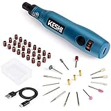 KeShi Cordless Rotary Tool, Upgraded 3.7V Li-ion Rotary Accessory Kit with 42 Pieces Swap-able Heads, 3-Speed and USB Chargin
