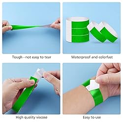 ASTARON 400 Pcs Green Paper Event Wristbands Arm