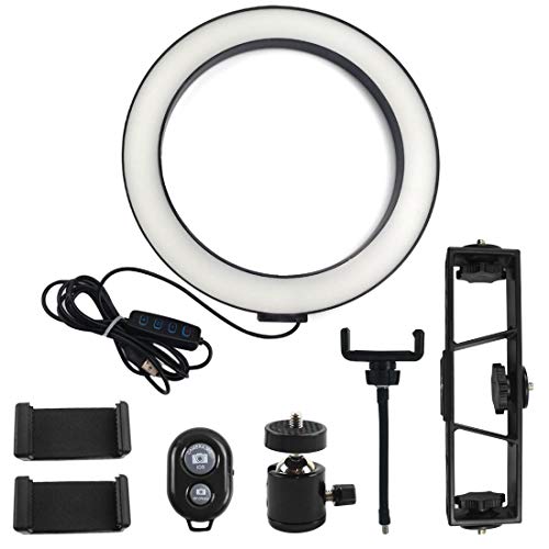 Polarpra Desktop Selfie Ring Light with Tripod and 3 in 1 Phone Holders, Portable 10\
