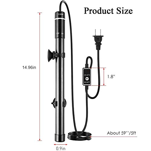 LISSION Aquarium Heater Submersible Tank Heater Digital LED Display Titanium Alloy 500W