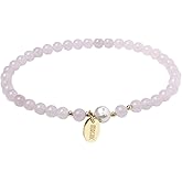 Morchic 4mm Natural Gemstone Beads Stretch Bracelet for Women, With Freshwater Pearls, Energy Gem Birthday Gift for Her 7.2”
