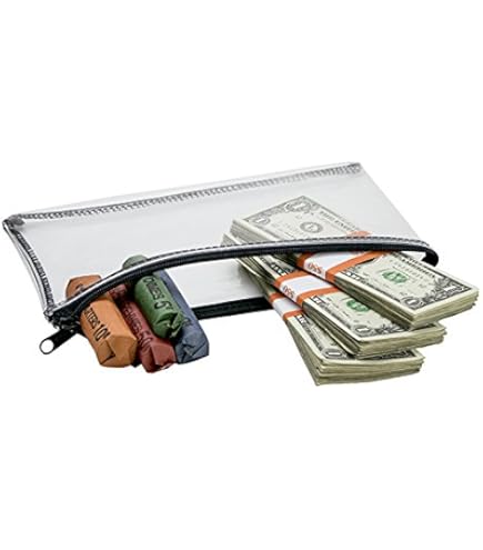 3 Bolsas De Dinero Con Cremallera (22.5x10.5 Cm) – Transparentes Y Impermeables Para Depósitos Bancarios, Monedas Y Organización De Efectivo (Beige, Blanco, Azul)