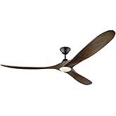 Monte Carlo 3MAVR70BKD Maverick Max Energy Star 70" Ceiling Fan with LED Light and Hand Remote Control, 3 Balsa Wood Blades, 