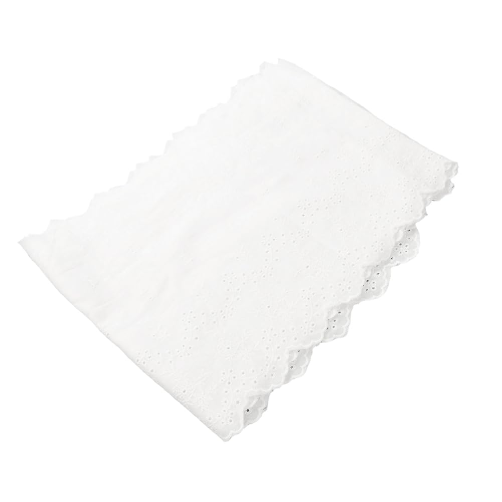 GORGECRAFT 3 Yards Eyelet Lace Trim 23cm Wide Lace Roll White Cotton Embroidery Trimmings Fabric for Scalloped Edge Decorations Dress Tablecloth Wedding Festival Event Decorations