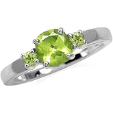 Silvershake Natural 6 mm Cushion Green Peridot 925 Sterling Silver Engagement Promise Birthstone Ring