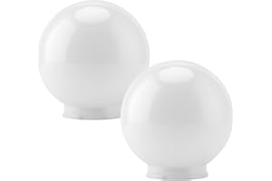 KOHAND 2 Pcs White Acrylic Replacement Globe, 6x6x3 inch Replacement Globe Shade, Smooth Light Covers for Light Fixture Decorative, Lighting Replacement