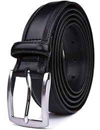 Mens Belts Fashion, 32MM Casual Belt with Pin Buckle (34, Black)
