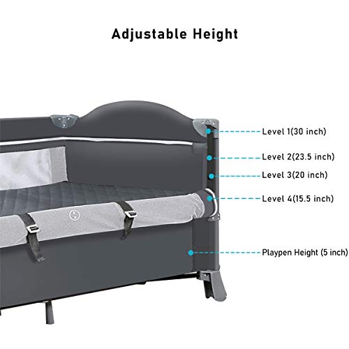 5 in 1 Bedside Cribs, Portable Toddler Playpen Travel Crib