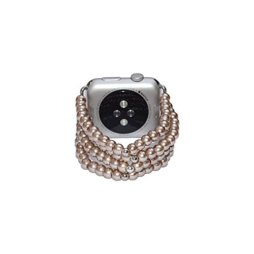 Watch Band for Apple Watch, Glass Pearl Watch Accessories Work with Apple Watch, 38mm 40mm 42mm 44mm Watch Strap for Apple Watch, Lugs Adapter, Watch Band Women for iWatch, No-clasp, Stretch Fit