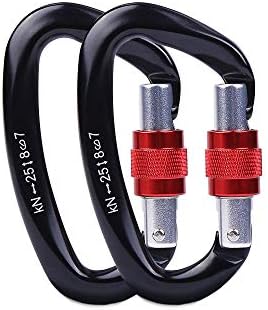 Wondermomo 25KN Rock Climbing Carabiner, Heavy Duty D-Shaped Aluminum Screwgate Locking Carabiner Clips Hooks for Hammock Camping Climbing Hiking Rappelling Yoga Outdoor Sport Tools