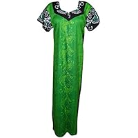 Mogul Womens Caftan Maxi Dress Printed Bohemian Fall Fashion Kaftan Nightgown L