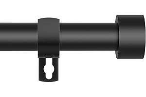 POSKENA Black Curtain Rods for Windows 28 to 48 Inch,5/8 Inch Diameter Heavy Duty Metal Stainless Steel Drapery Rods with Brackets,Modern Curtain Rod with Simple End Caps