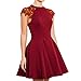 SUNNOW Women's Sleeveless Lace Patchwork A Line Short Mini Casual Dress