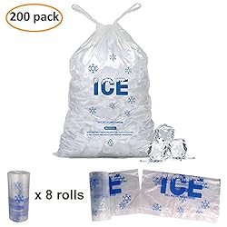 Belinlen 200 PACK 8 lb. Plastic Drawstring Ice Bags