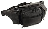 New Large Leather Waist Hip Lumbar Fanny Pack Bag with Dual Cell Phone Pocket
