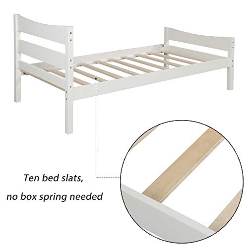 Wood Twin Bed Frame with Headboard and Footboard, Danxee Platform Bed