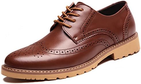 Mens Classic Wingtip Modern Brogue Leather Shoes, Lace up Formal Dress Oxford Shoes For Men (US D(M) 11/EU 44, brown)