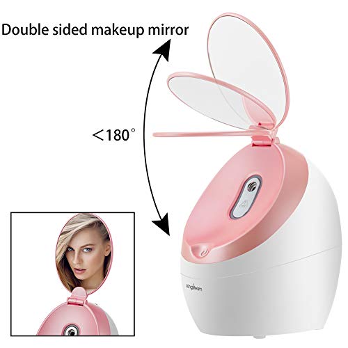 Facial Steamer With Double Sided Makeup Mirror, Nano Ionic Hot Mist Steamer for Personal Facial Sauna Use At Home