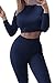Prograce Women Sexy Long Sleeve Crop Tops + High Waist Leggings 2PCS Sets Outfit