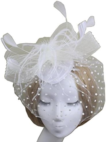 CaliaDress Women Fascinator Clip Headpiece Wedding Bridal Birdcage Veil C002TS White