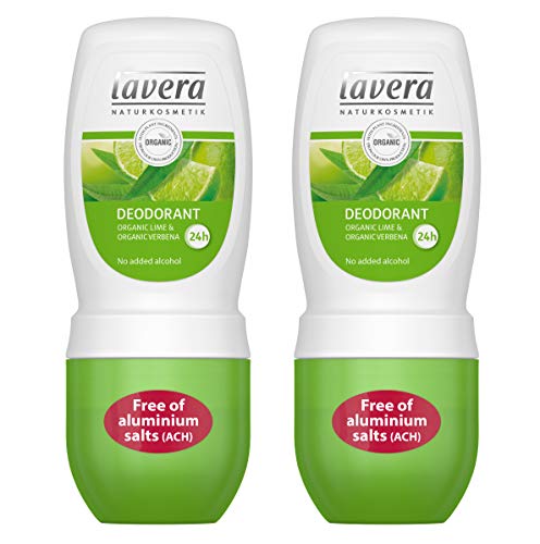 lavera Natural Roll-on Lime Deodorant (Pack of 2): Aluminum-Free Odor Protection & Wetness Relief with Organic and Vegan Lime & Verbena &ndash; all Day Fresh &ndash; 1.6 Oz