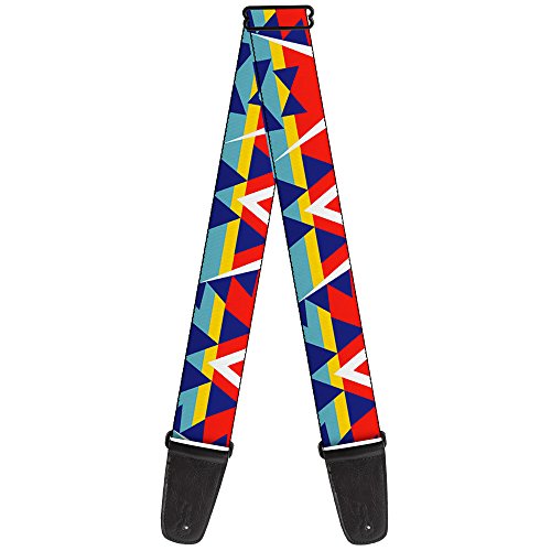 Buckle-Down GS-W30779 "Geometric Triangles/Stripe Red/White/Blues/Yellow" Guitar Strap