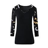Halloween Clothes Women V Neck Demon Bat Printed Casual Blouse ,Plus Size S-2XL Shirt Tops T-shirt-MOONHOUSE
