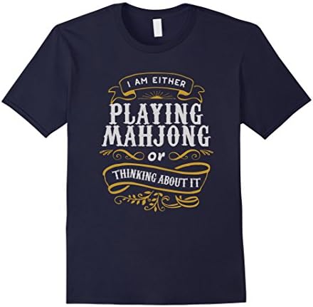 Men's Game T Shirt Either Playing Mahjong Or Thinking About It Large Navy