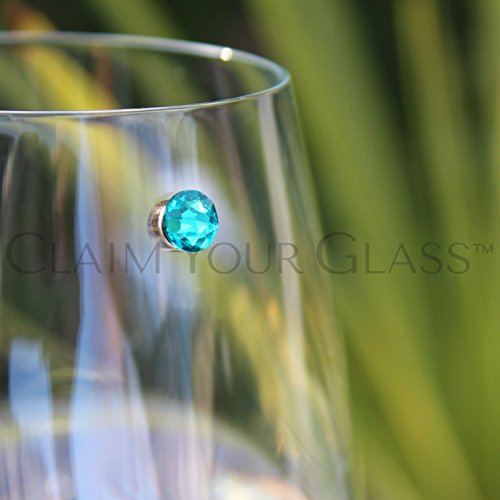 SWAROVSKI CRYSTAL Magnetic Wine Glass Charms (Set of 12) by Claim Your Glass - Premium Drink Markers for Wine, Champagne, Beer, Cocktail Glasses - Includes Storage Case + Spare Magnet