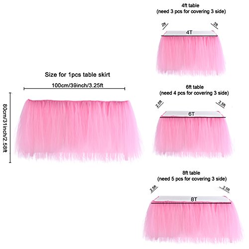 Haperlare 3ft Pink Tulle Table Skirt Queen Wonderland Pink Tablecloth Skirting Tutu Tablecloth with Smooth Edge for Christmas Wedding Baby Shower Birthday Cake Dessert Table Decoration 31 x 36 inch