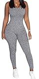 Honey GD Women's Sexy Bodycon Solid Backless Jumpsuits Playsuit
