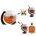 NEX Whiskey Decanter, World Etched Glass Globe Liquor Decanter with Antique Ship inside and Wooden Stand, for Liquor, Bourbon, Vodka or Wine(1000ml)