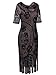 Vijiv Women Vintage 1920s Dresses Floary Beaded Cocktail Flapper Dress with Sleeves Gatsby Party