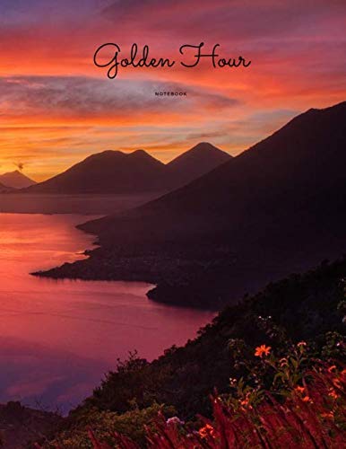Golden Hour Notebook: 120 Page Lined Notebook - Glossy - Beautiful Sunset / Sunrise Warm Ocean Design Journal Large (8.5 x 11)