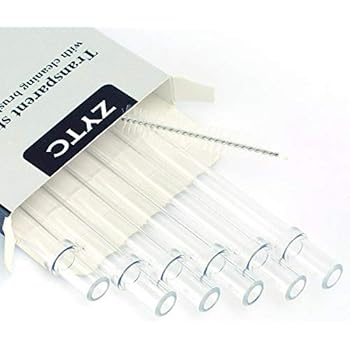 Plastic Straws for YETI, Reusable Clear Transparent Straight Drinking Straws, Set of 6 with 2 Cleaning Brushes