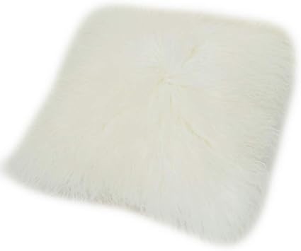 Amazon ふわふわ巻き毛 ムートン クッション カバー 長毛10cm 1枚 白 ベビー マタニティ ベビー マタニティ 通販