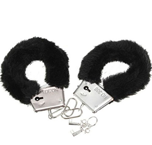 Catcheye Furry Fuzzy Handcuffs For Party (Black)