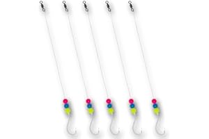 Tooth Shield Tackle Wonderbread Ice Fishing Fluorocarbon Walleye Tip Up Leader/Rig (15 lb) Ice Fishing Walleye Predator Rig (5 Pack) (#4 Octopus)